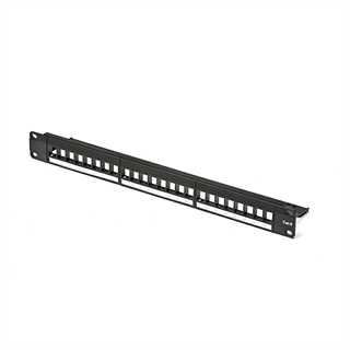 Patch panel modulare 24 porte per armadi rack da 19, colore nero, ingombro 1 unità