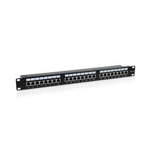 Patch panel STP Cat5e 24 porte RJ45 per armadi rack da 19, colore nero