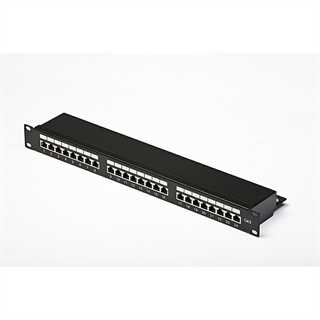 Patch panel STP Cat6 24 porte RJ45 per armadi rack da 19, colore nero